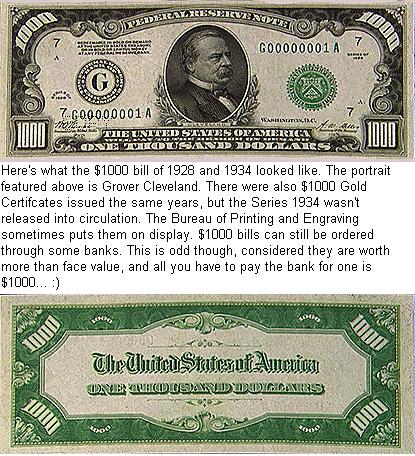 1000 dollar bill. 1928 $1000 Federal Reserve