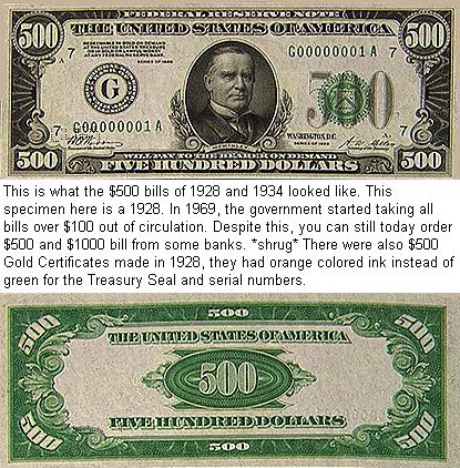 500 dollar bill. 1928 $500 Federal Reserve Note